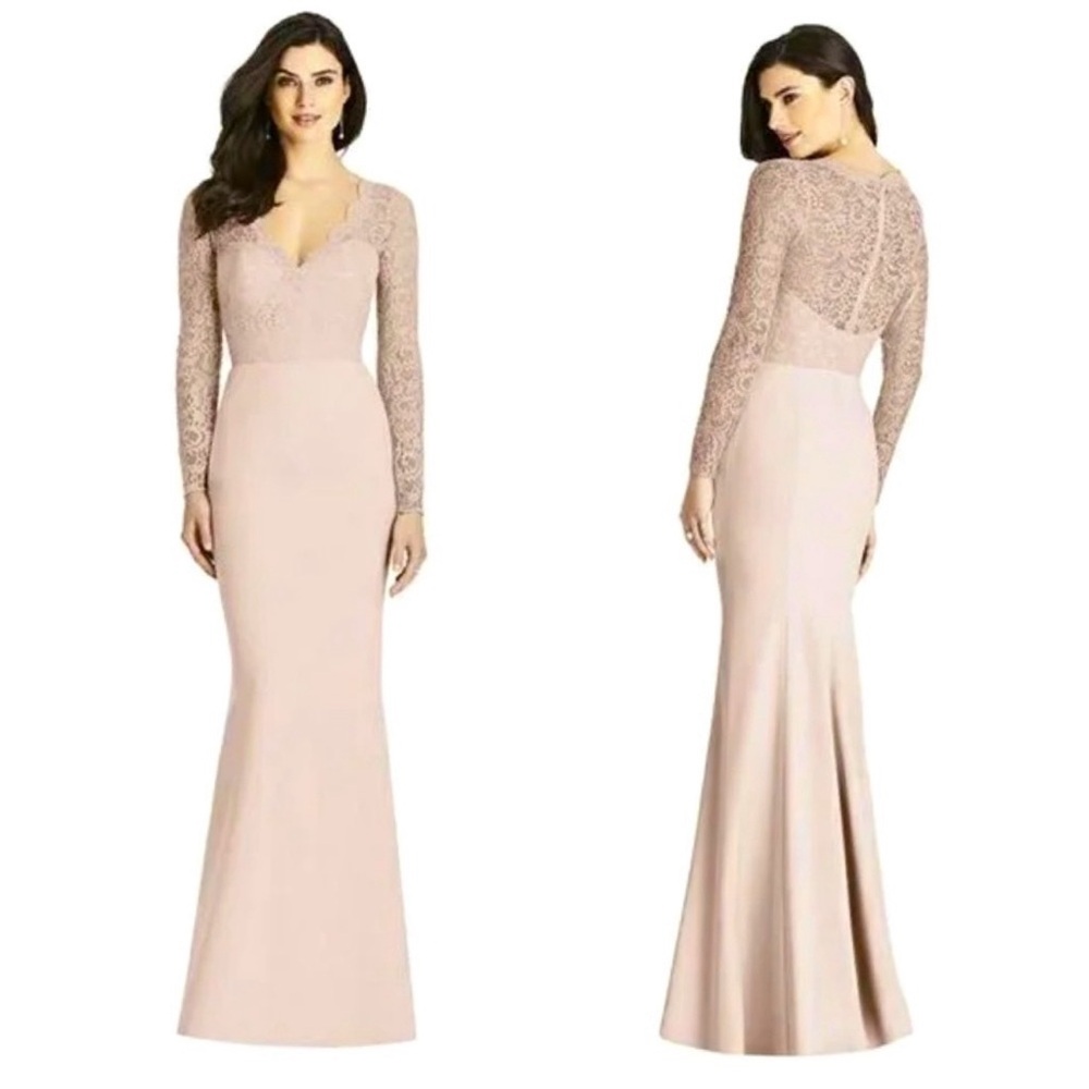Long Sleeve Lace & Chiffon A-Line Gown
DESSY COLLECTION - Suede Rose